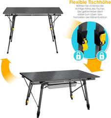 KESSER® Campingtafel Opvouwbaar - Verstelbaar - 90x53cm - Antraciet