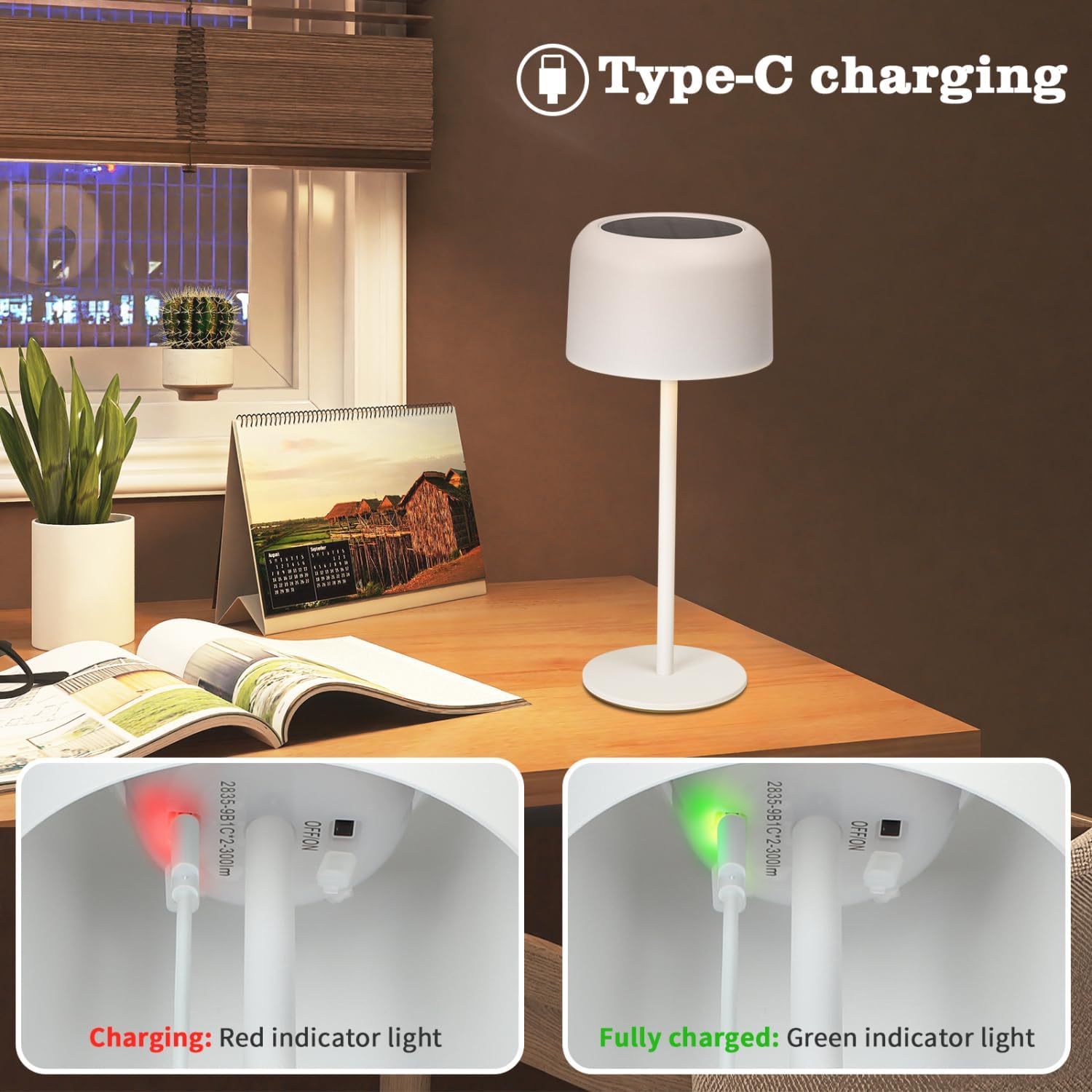 Tafellamp - Bureaulamp - Tafellamp oplaadbaar - Wit - Aigostar