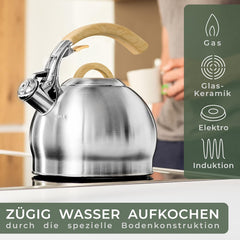 Fluitketel - Voor op gas of inductie - 2,2L - RVS - WALDWERK •