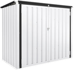 YODOLLA Buitenbakafdekking, Metaal, Bescherming voor 2 bakken, 240 L, Opbergruimte voor gereedschap, fiets, kinderen, 150 x 80 x 117,6 cm (Wit)