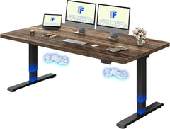 Zit sta bureau - Elektrisch - Verstelbaar - 180x80 cm - Wit/Bruin - QB2D - FLEXISPOT