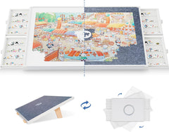 PITAPITA Puzzelplank, 1500 stukjes, draaibaar puzzelblad met laden en deksel, draagbare puzzeltafel voor volwassenen en kinderen, 88,6 x 68,6 cm, draagbare puzzeltafel, design
