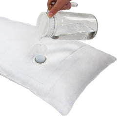 Jago® Waterkussen - 40x80 cm, met aanpasbare vulhoeveelheid, tot 38 °C, overtrek 100% katoen, wasbaar, incl. vultrechter, wit - nekkussen, hoofdkussen, neksteunkussen