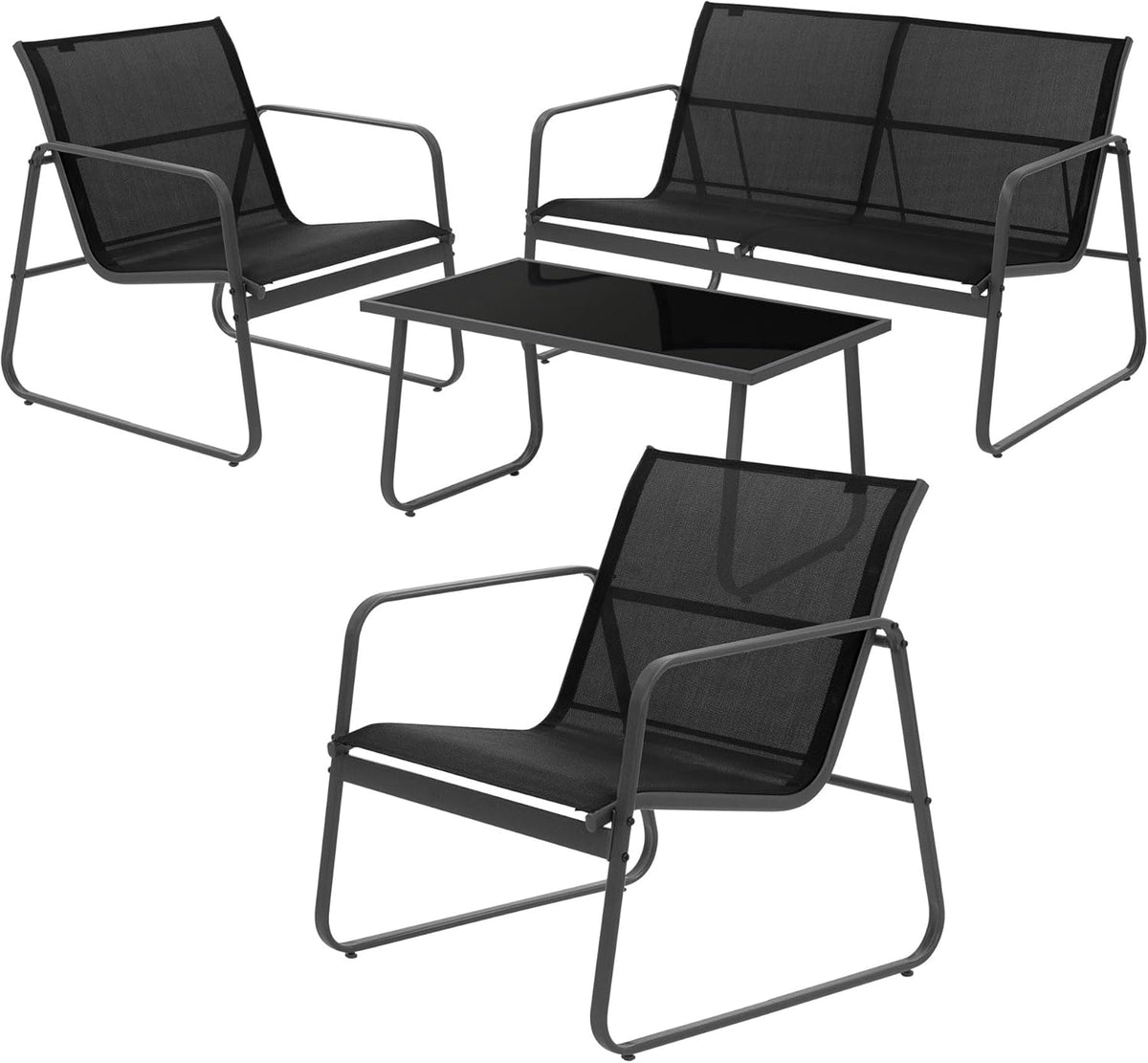 Tuinset - 4 personen - Loungeset - Tuinmeubels - Zwart - ML-Design