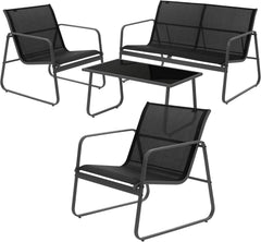 Tuinset - 4 personen - Loungeset - Tuinmeubels - Zwart - ML-Design