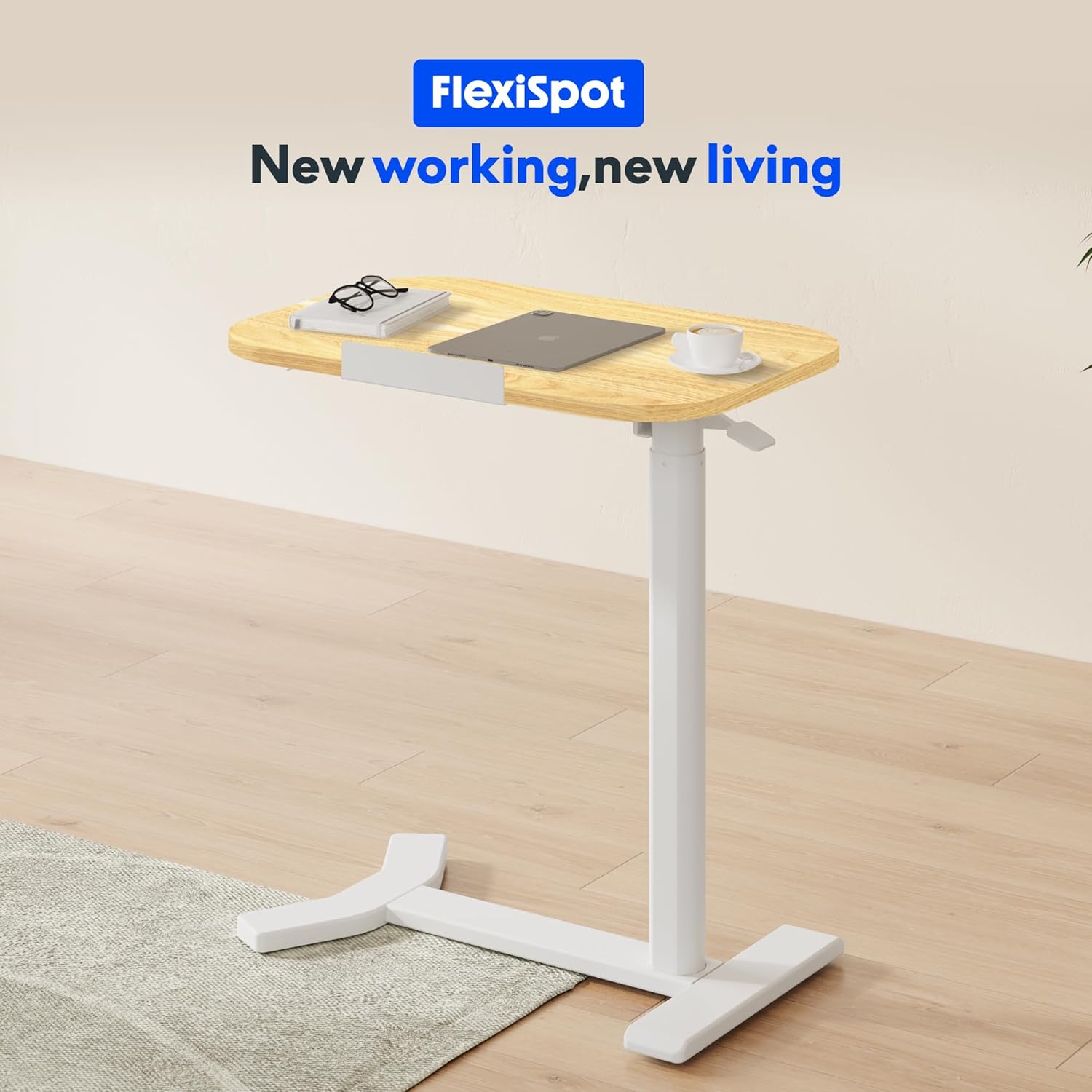 FLEXISPOT Bijzettafel H5 - flexibele laptoptafel en bedtafel met kantelbaar tafelblad, in hoogte verstelbaar en mobiel, ideaal voor bank, bed & leesuren (esdoorn)