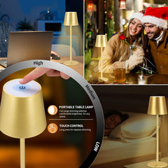 Tafellamp oplaadbaar - Slaapkamer - 2 Stuks - Goud - Zoeger