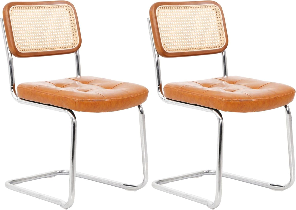 Eetkamerstoelen - Set van 2 - Metaal / Rotan - Bruin