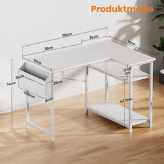 Bureau - Computertafel - Hoekbureau - 110x80 cm - Wit - HLDIRECT