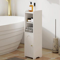 Hzuaneri Badkamerkast, toiletkast met deuren, smalle badkamerplank, verstelbare planken, ruimtebesparend, voor badkamer, woonkamer, 20 x 20 x 75 cm, wit BC19703X