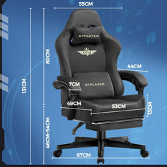 Ergonomische Bureaustoel -  Office Chair - Gamestoel - Volwassenen - Grijs - GTPLAYER - GT829