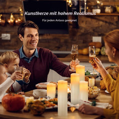Hausware Led-kaarsen stompkaarsen met afstandsbediening, kaarsenset van 9 vlamloze kaarsen, H 10,12 cm, 15,16 cm, 17,2 cm, 20,5 cm, 20,5 cm, voor Halloween, Kerstmis, party, bar, bruiloft,