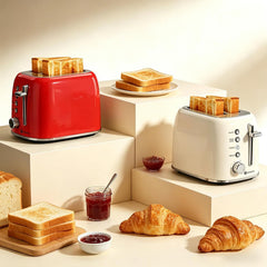 Aigostar Broodrooster met 2 schijven, 4 cm extra brede toastsleuven, 4 functies, retro broodrooster met 6 bruiningsniveaus, uitneembare kruimellade, roestvrij staal
