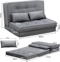 Slaapbank 2 persoons - Logeerbed - Bedbank - 90x210 cm - Grijs - COMHOMA