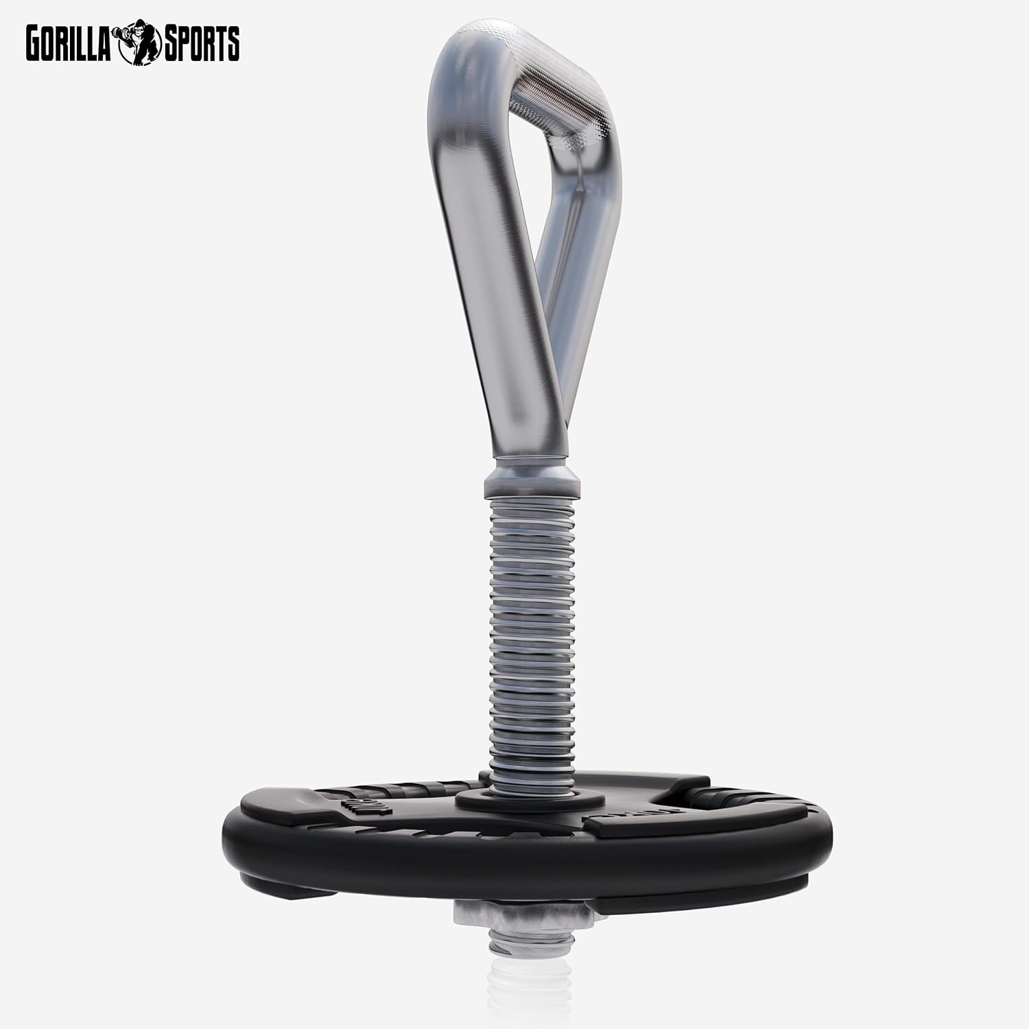 GORILLA SPORTS® Kettlebell verstelbaar – handvat voor 30 mm halterschijven, incl. stersluiting, max. 50 kg, chroom – kogelhalter, swinghalter, halters, gewichten, full-body training, krachttraining