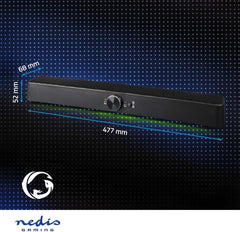 NEDIS Gaming-luidsprekers | Luidsprekerkanalen: 2.0 | Stroomvoorziening via USB | 3,5 mm stekker | 30 W | LED | volumeregelaar | aansluitingen - uitgang: 1x 3,5 mm
