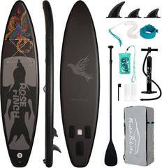 FEATH-R-LITE Opblaasbare stand-up paddleboards, multifunctioneel peddelboard met handpomp, SUP-rugzak, lijn, verstelbare peddel, voor volwassenen, alle vaardigheidsniveaus