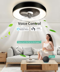 Aigostar Slimme plafondventilator met verlichting, compatibel met Alexa, led 40 W, 4400 lumen, 2700 K-6500 K dimbaar, stille plafondlamp met afstandsbediening en gateway, 6 snelheden, diameter 50 cm
