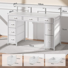 Bureau - Computertafel - Computerbureau - 120x50x74 cm - Wit - HLONONE •