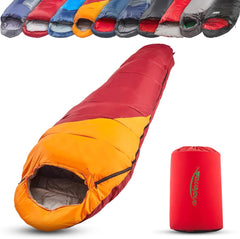 anaterra® Slaapzak - voor alle seizoenen, camping, met compressiezak, licht, klein verpakkingsformaat, outdoor, waterdicht - winterslaapzak, zomerslaapzak, campingslaapzak