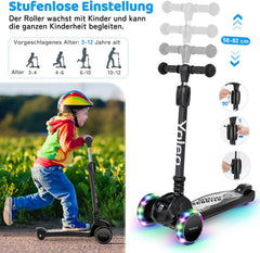 Kinderstep - 3 wielen - Kinder step jongens - LED Wielen - Verstelbaar - Zwart - YOLEO