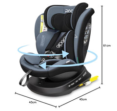 Reecle 360 draaibaar i-size kinderzitje met Isofix 40-150 cm (0-36 kg) reboarder, vanaf de geboorte -12 jaar, ECE R129 (i-Size, zwart)