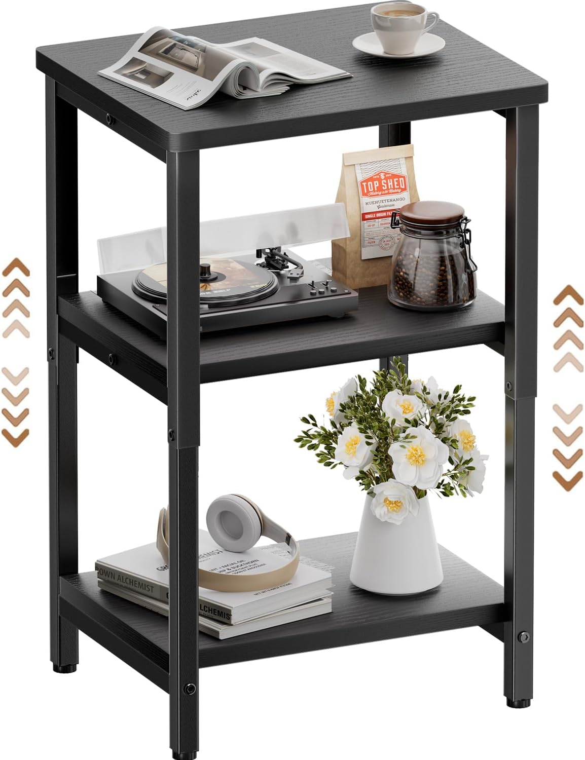 Nachtkastje - Bijzettafel - Opbergkastje - 60x30x37 cm - Zwart - HLOLONE