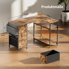 Bureau - Computertafel - Computerbureau - 120x78 cm - Bruin •