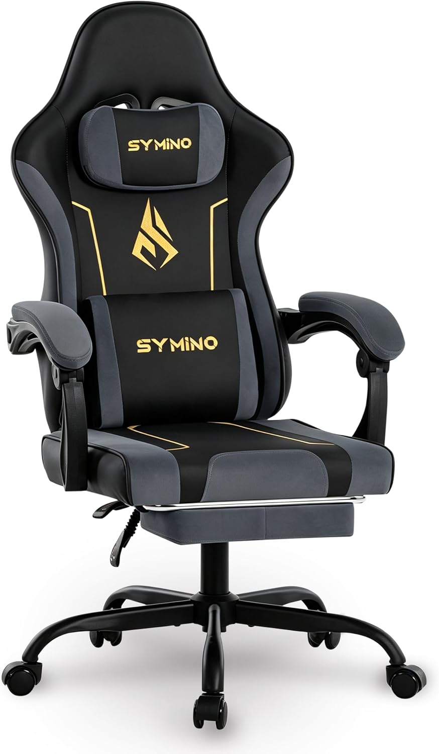 Symino Ergonomische Gaming stoel – Draaibaar, Verstelbaar/zwart-grijs