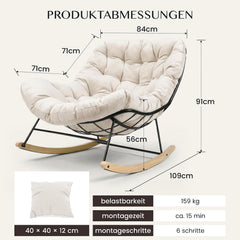 Schommelstoel - Fauteuil met armleuning - Relaxfauteuil - Relaxstoel - Beige - FLEXISPOT