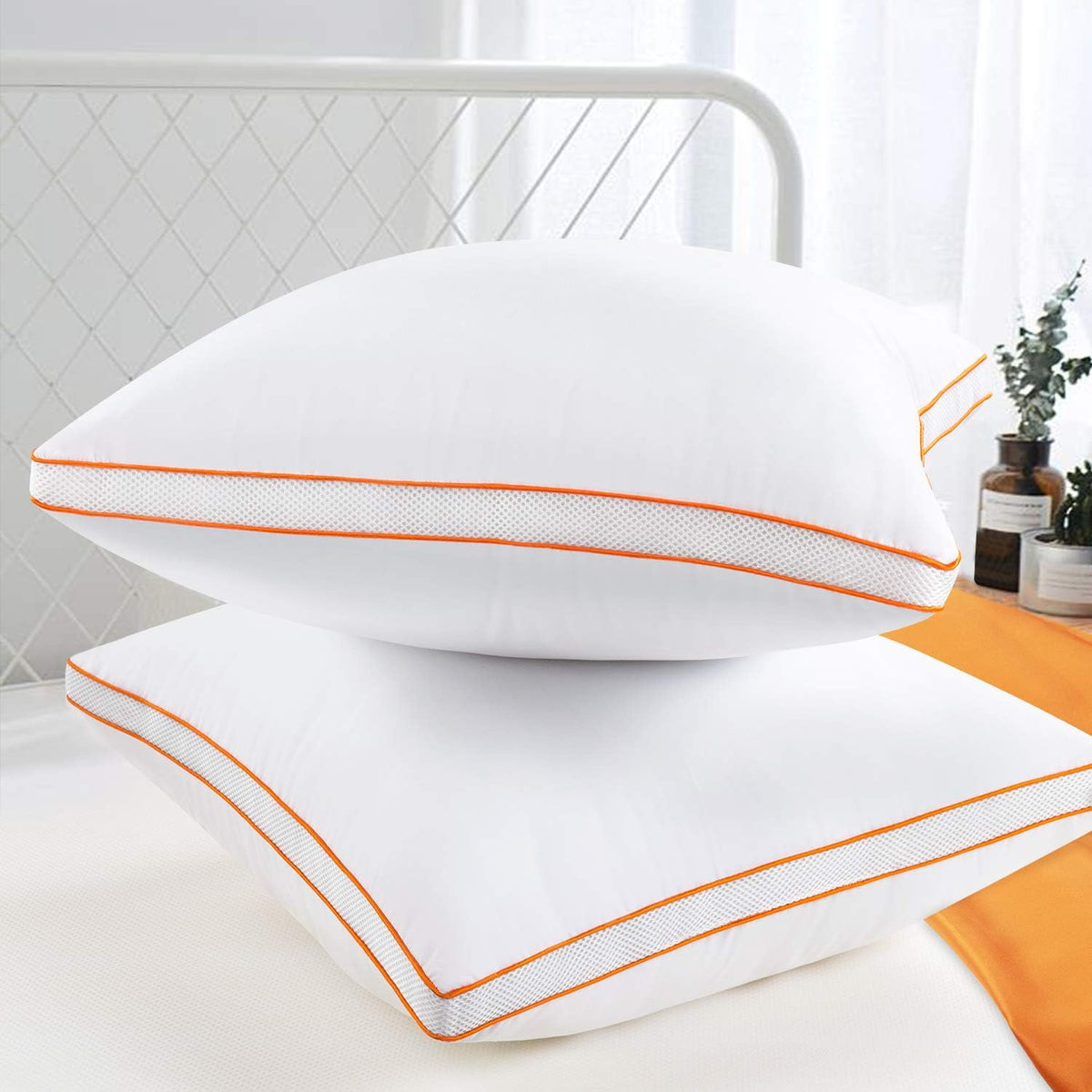 Maxzzz Hoofdkussen, 80 x 80 cm, set van 2, wasbaar kussen van microvezel 3000 g, ademend en stapsvriendelijk binnenkussen geschikt voor mensen met een allergie, optimale ondersteuning voor alle slaaphoudingen