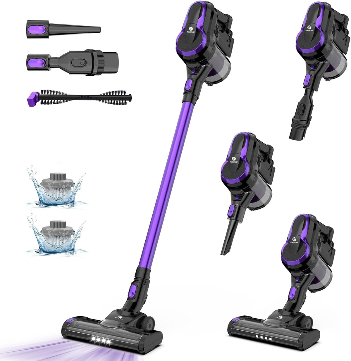 Steelstofzuiger - Draadloos - Stofzuiger Zonder zak - 25KPa - Paars - FIXTFIXER