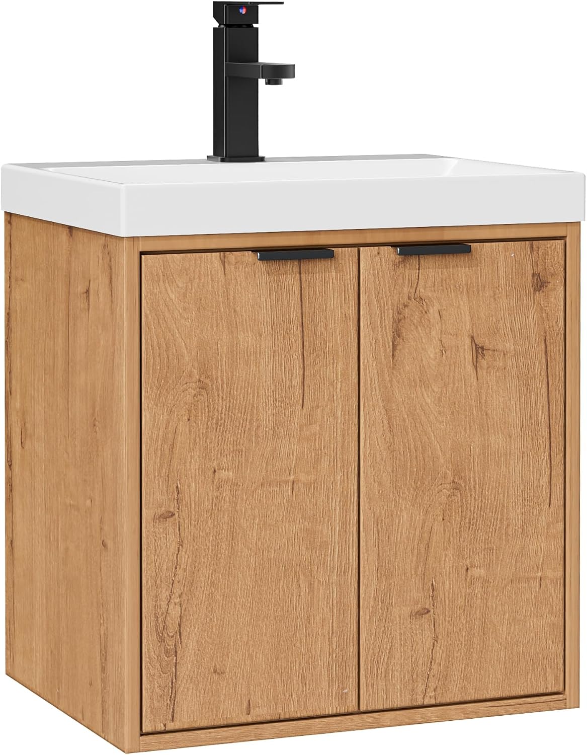 UEV Wastafel klein met onderkast voor gastentoilet hangend 49cm, natuur