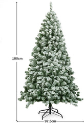 Kunstkerstboom met sneeuw kerstboom met metalen standaard, kerstboom 1000 takken, pvc, kunstboom, kerstklapsysteem voor thuis, kantoor, winkels (180 cm)