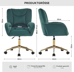 Bureaustoel Fluweel -  Office Chair - Volwassenen - Groen - MSMOK