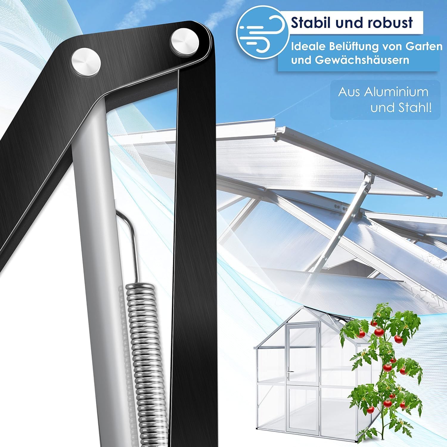 KESSER® Automatische raamopener voor broeikassen - 45 cm - Zwart