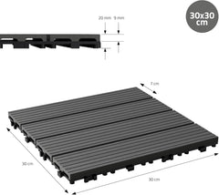 Terrastegels - Vlondertegels - Kunststof - 30x30 cm - 11 stuks - Antraciet - ECD Germany