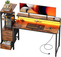 Gaming bureau - Gaming desk - Gaming tafel - 152x50 cm - Bruin - HLONONE