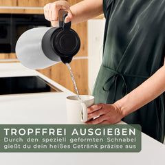 WALDWERK Thermoskan (1,5 L) - koffiepot van dubbelwandig 304 roestvrij staal - isoleerkan met druppelvrije schenktuit - koffiepot Thermo