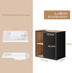 Wastafelkast - Wastafelmeubel - Wastafelonderkast - 50,5 cm - Zwart - UEV