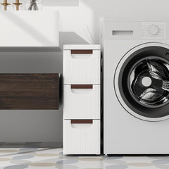 COSTWAY Nisenkast smal met wielen, nisrek 20 cm breed, niswagen met 3 laden, badkamerrolwagen voor badkamer, klaslokaal, studio & salon, wit, 42 x 19 x 57 cm