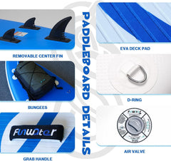 FunWater Opblaasbaar Stand Up Paddle Board met Seat Paddle Boards voor Volwassenen Ultralicht, Adj Paddle, Kajakstoel, Pomp, SUP-rugzak, leiband, waterdichte tas (TXH-BLAUW)