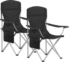 Hzuaneri Campingstoel, Set van 2, Opvouwbare Campingstoel met Bekerhouder en Draagtas, Stevige Constructie tot 150 kg, Opvouwbare Visstoel, Visstoel, Tuinstoel voor Buiten, Zwart CC00199EB