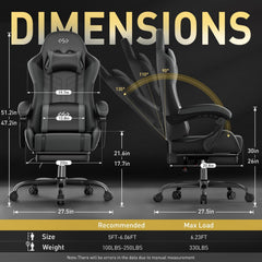 Ergonomische Bureaustoel -  Office Chair - Gamestoel - Volwassenen - Grijs/Zwart - HLDIRECT