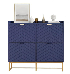 UEV Schoenenkast met 4 kleppen, smal, vrijstaand schoenenrek met kantelbescherming, schoenenkast met verstelbare scheidingswanden, 98,5 x 24 x 103,5 cm, schoenenrek, kast voor hal, entree en woonkamer