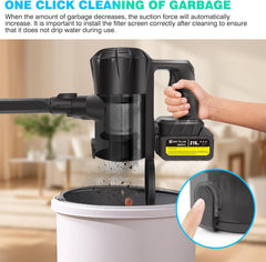 Snoerloze stofzuiger met 1 x 3,0Ah accu's, 15000Pa zuigkracht, roterende vloerborstel met LED-lamp, verwijderbare 21V accu, tot 65 minuten looptijd •