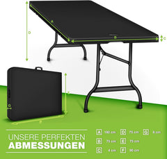 Tillvex® Inklapbare Tafel - Campingtafel - Klaptafel - 180x75cm - Zwart