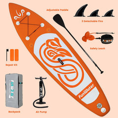 FunWater Opblaasbaar stand-up paddleboard, 305 x 78 x 15 cm, complete accessoires, verstelbare peddel, pomp, kajakzitting, SUP-reisrugzak, linnen, waterdichte tas, tot 136kg draagkracht