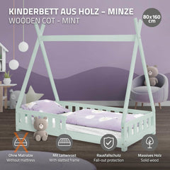 Kinderbed - Peuterbed - Tipi bed - 80x160 cm - Mint - ML-Design •