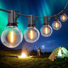Led Lichtsnoer Buiten,45 Meters Lichtslinger Verlichting met 75+2 G40 Led Lampen, IP45 Waterdicht Lichtketting Gloeilamp Buiten Outdoor Lichterketting voor Patio, Terras, Tuin, Feest